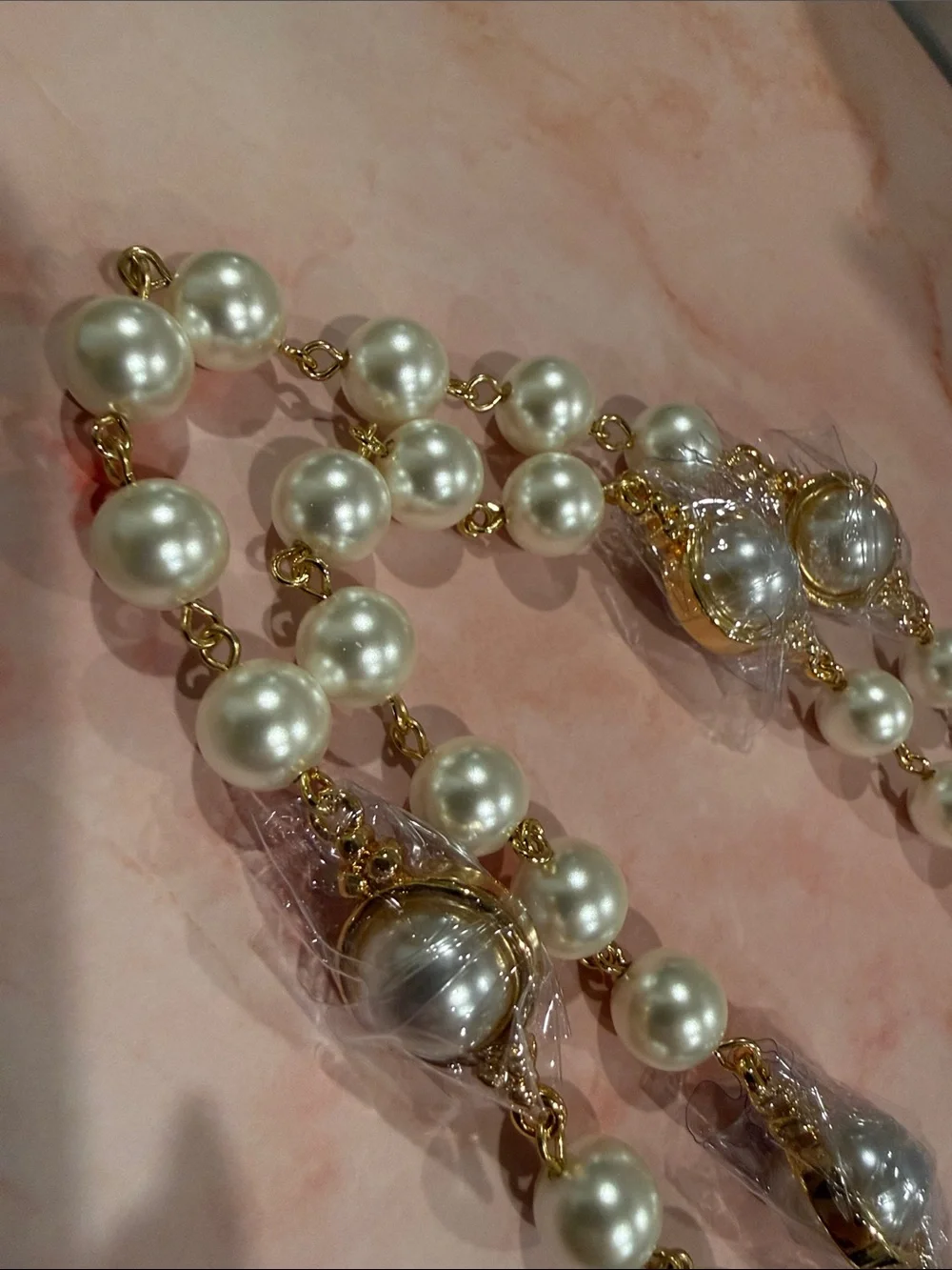 Tory Burch | Pearl and Gold Plated Statement Long Necklace | Ivory Pearls